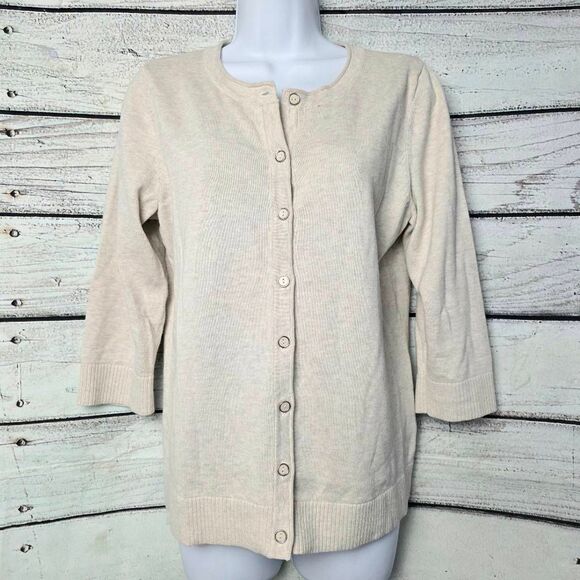 Christopher & Banks Beige Button Front Cardigan M - Picture 1 of 7